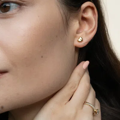 Dower & Hall Mini Puff Heart Studs In Metallic