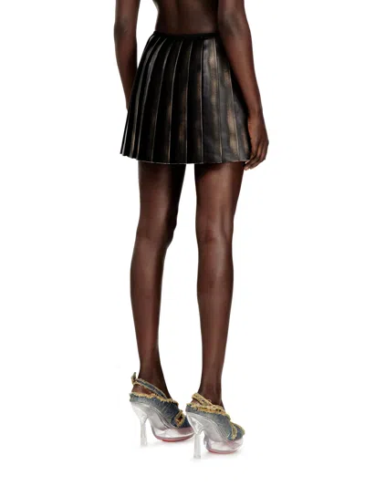 Diesel Short Pleated Skirt With Distressed Effect In Animal Print