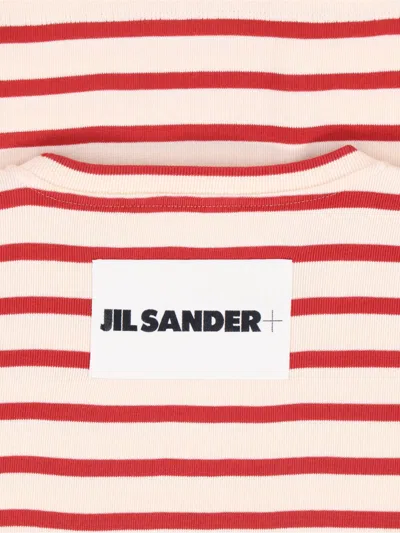 Jil Sander Striped-pattern Logo-patch T-shirt In Multi