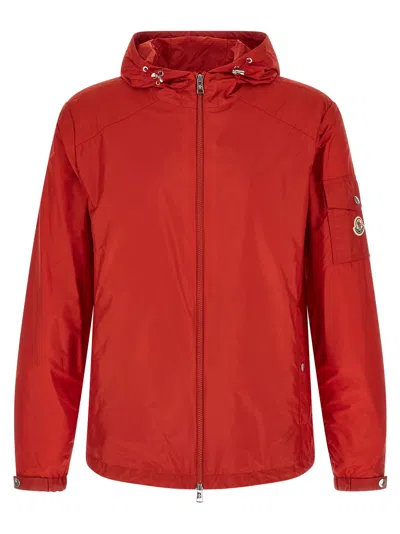 Moncler Red Solid Hood Jacket In Red