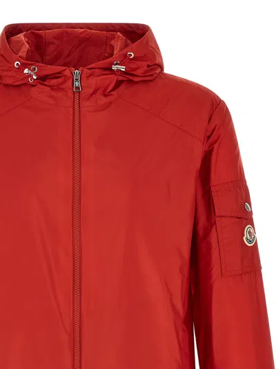 Moncler Red Solid Hood Jacket In Red