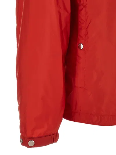 Moncler Red Solid Hood Jacket In Red