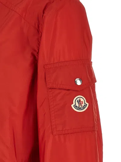 Moncler Red Solid Hood Jacket In Red