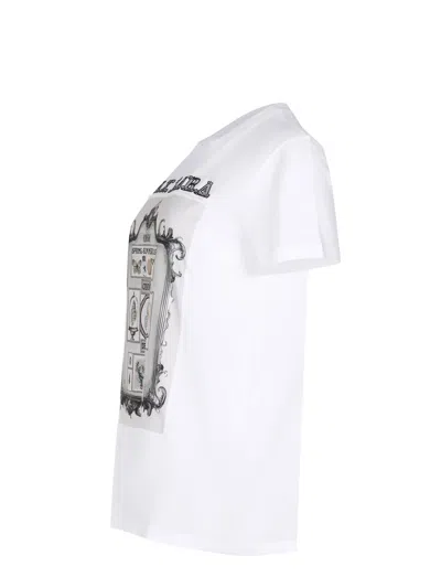 Max Mara Cotton T-shirt With Print In White