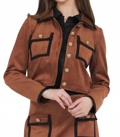 Stellah Vegan Suede Jacket In Cognac In Brown