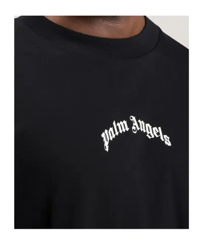 Palm Angels Back Curved Logo Oversized Short Sleeves T-shirt In Black