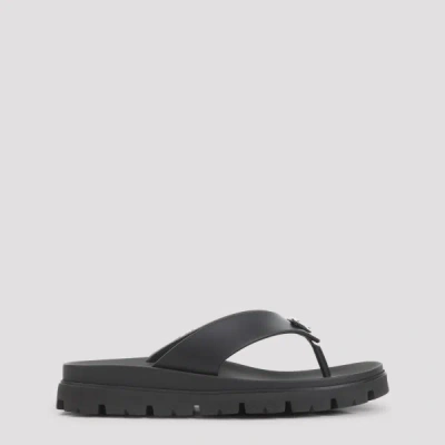 Prada Soft Cage Thong Sandals Rubber Sole In Black