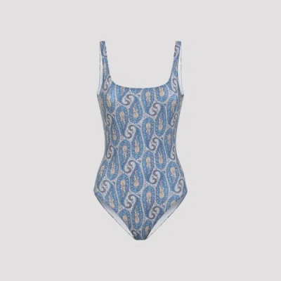 Etro Floral Backless One-piece Swimsuit In Blue