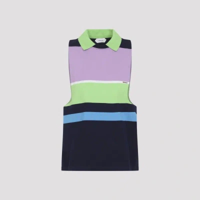 Versace Bold Sleeveless Top With Cutouts And Ribbed Detail - Size 40 In Multi