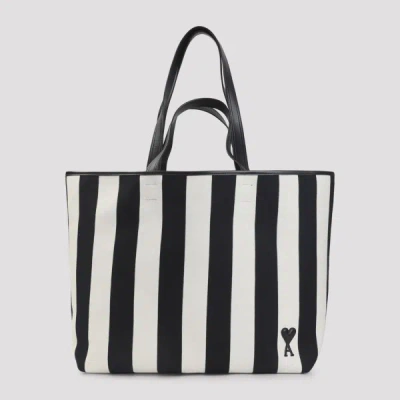 Ami Alexandre Mattiussi Ami Paris Ami De Coeur Medium Black Cotton Polyester Polyurethane Shoulder Bag In Multi