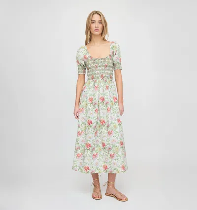 Hill House Home The Madeline Floral Smocked Puff Sleeve Cotton Maxi Dress In Multi