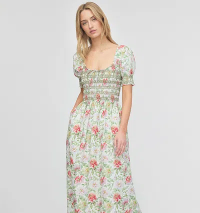Hill House Home The Madeline Floral Smocked Puff Sleeve Cotton Maxi Dress In Multi