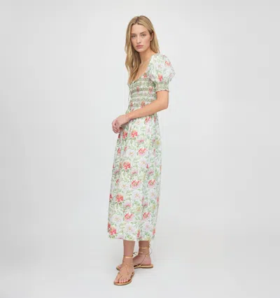 Hill House Home The Madeline Floral Smocked Puff Sleeve Cotton Maxi Dress In Multi