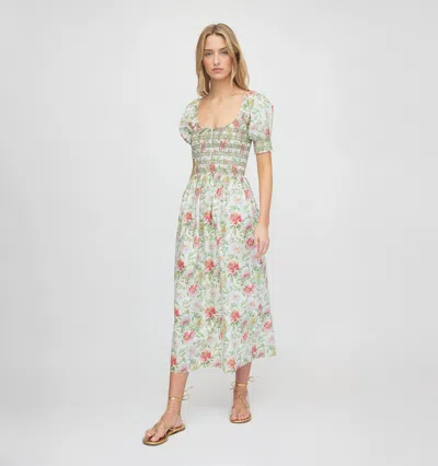 Hill House Home The Madeline Floral Smocked Puff Sleeve Cotton Maxi Dress In Multi