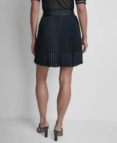 Dkny Pleated Mix Media Mini Skirt In Black