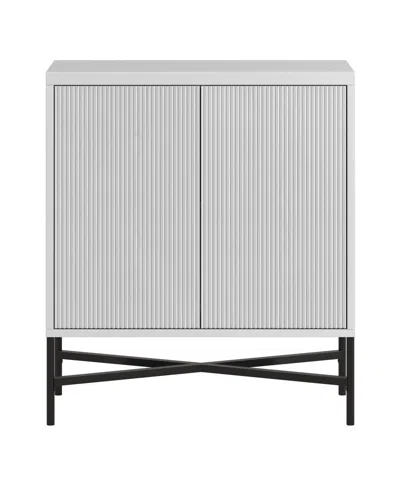 Hudson & Canal Brighton 28" Wide Rectangular Fluted Accent Cabinet In White