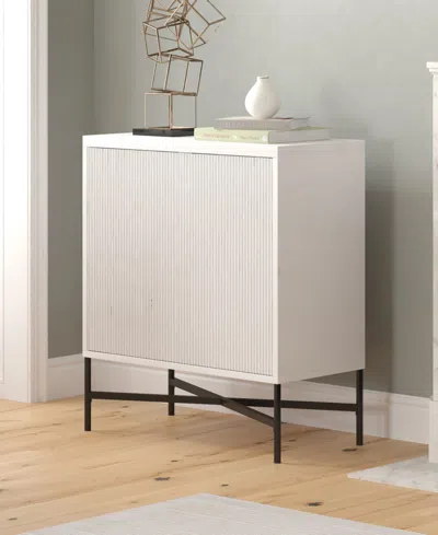 Hudson & Canal Brighton 28" Wide Rectangular Fluted Accent Cabinet In White