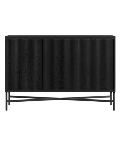 Hudson & Canal Brighton 48" Wide Rectangular Fluted Buffet Table In Black