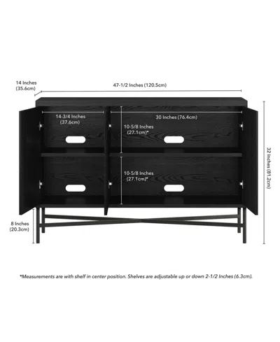 Hudson & Canal Brighton 48" Wide Rectangular Fluted Buffet Table In Black