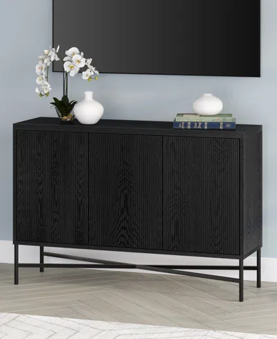 Hudson & Canal Brighton 48" Wide Rectangular Fluted Buffet Table In Black