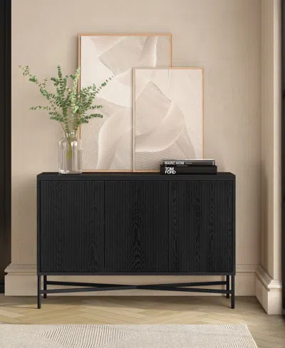 Hudson & Canal Brighton 48" Wide Rectangular Fluted Buffet Table In Black