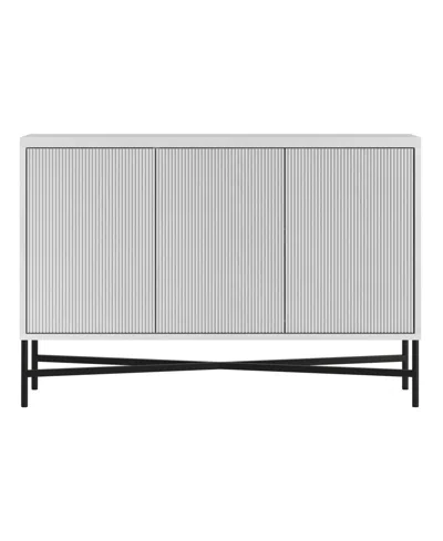 Hudson & Canal Brighton 48" Wide Rectangular Fluted Buffet Table In White