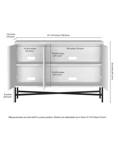 Hudson & Canal Brighton 48" Wide Rectangular Fluted Buffet Table In White