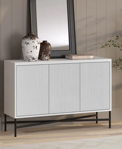 Hudson & Canal Brighton 48" Wide Rectangular Fluted Buffet Table In White