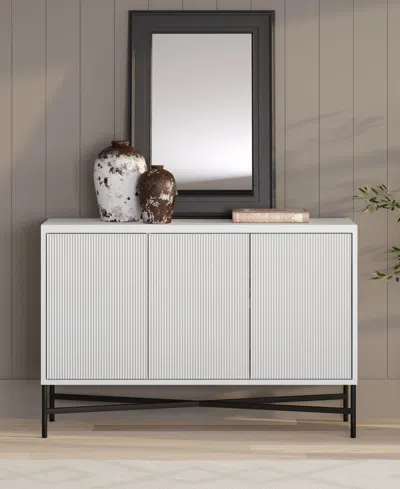 Hudson & Canal Brighton 48" Wide Rectangular Fluted Buffet Table In White