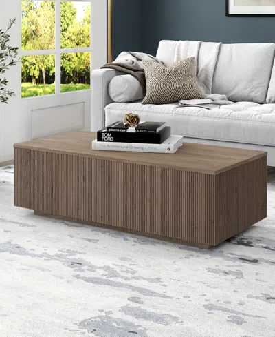 Hudson & Canal Reyes 48" Wide Rectangular Fluted Coffee Table In Brown