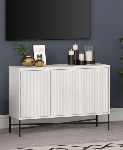 Hudson & Canal Brighton 48" Wide Rectangular Fluted Buffet Table In White