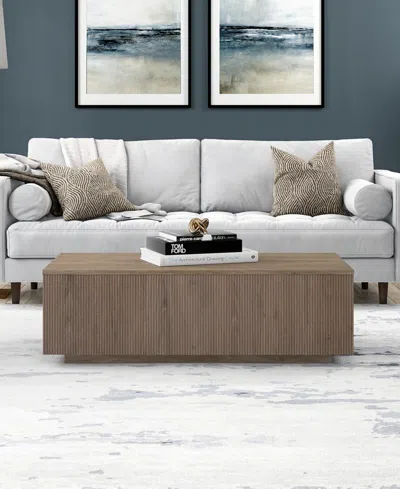 Hudson & Canal Reyes 48" Wide Rectangular Fluted Coffee Table In Brown