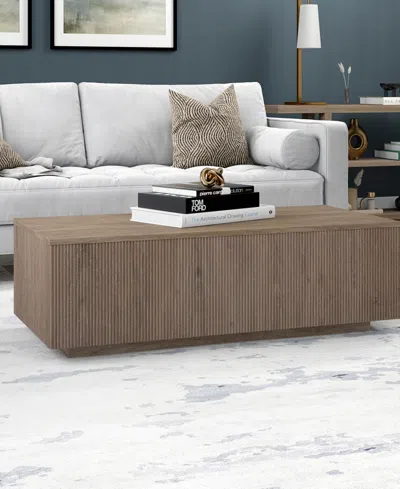 Hudson & Canal Reyes 48" Wide Rectangular Fluted Coffee Table In Brown