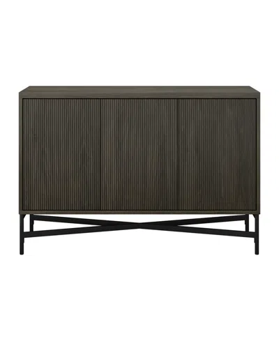 Hudson & Canal Brighton 48" Wide Rectangular Fluted Buffet Table In Gray