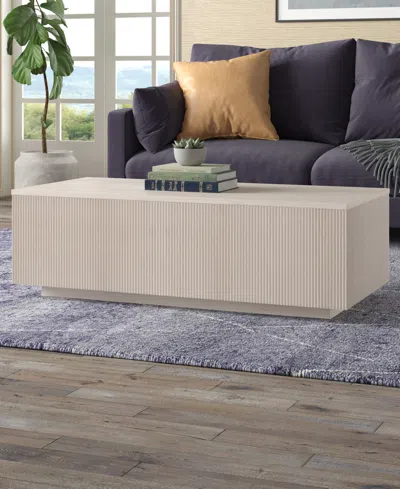 Hudson & Canal Reyes 48" Wide Rectangular Fluted Coffee Table In Neutral