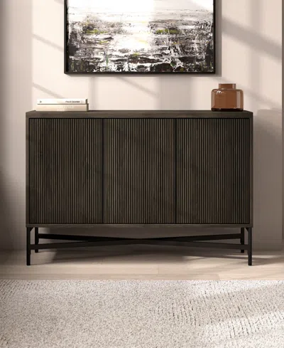 Hudson & Canal Brighton 48" Wide Rectangular Fluted Buffet Table In Gray