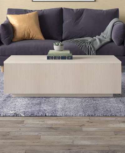Hudson & Canal Reyes 48" Wide Rectangular Fluted Coffee Table In Neutral