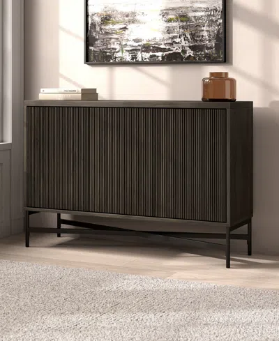 Hudson & Canal Brighton 48" Wide Rectangular Fluted Buffet Table In Gray