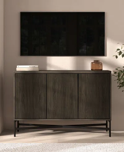 Hudson & Canal Brighton 48" Wide Rectangular Fluted Buffet Table In Gray