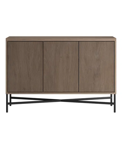 Hudson & Canal Brighton 48" Wide Rectangular Fluted Buffet Table In Brown
