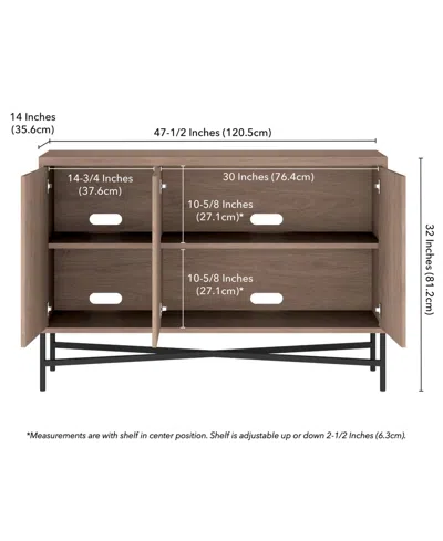 Hudson & Canal Brighton 48" Wide Rectangular Fluted Buffet Table In Brown