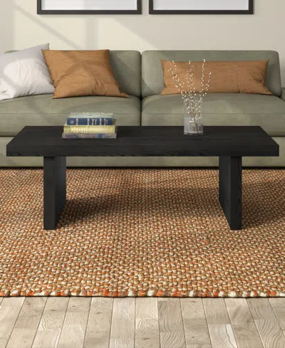 Hudson & Canal Soren 48" Wide Rectangular Fluted Coffee Table In Black
