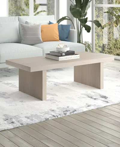 Hudson & Canal Soren 48" Wide Rectangular Fluted Coffee Table In Neutral