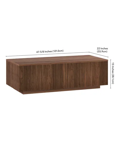 Hudson & Canal Reyes 48" Wide Rectangular Fluted Coffee Table In Brown