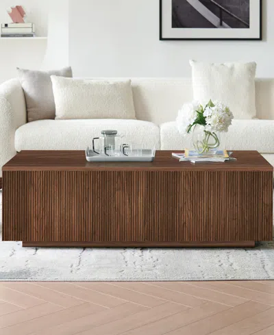 Hudson & Canal Reyes 48" Wide Rectangular Fluted Coffee Table In Brown