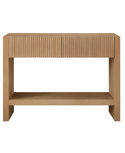 Hudson & Canal Manzanita 48" Solid Wood Wide Rectangular Fluted Console Table In Brown