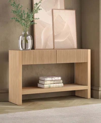 Hudson & Canal Manzanita 48" Solid Wood Wide Rectangular Fluted Console Table In Brown
