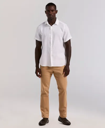 Perry Ellis Men's Solid Linen Shirt In White