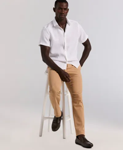 Perry Ellis Men's Solid Linen Shirt In White