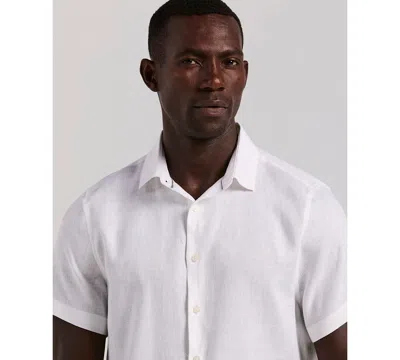 Perry Ellis Men's Solid Linen Shirt In White